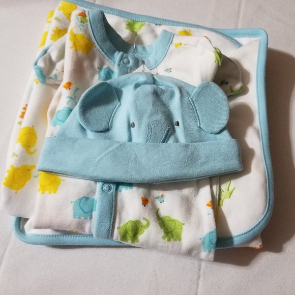 Gymboree Brand New Baby {Elephant Parade} 0-3 month NWT blanket, Sleeper & NWOT - Picture 7 of 8
